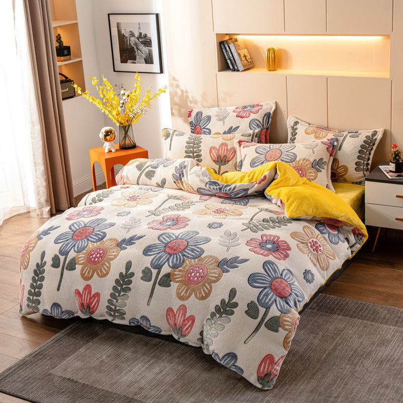 SnugCloud Vierteiliges Warme Samt Bettzeug Set